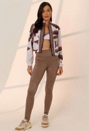 Legging lisa castanho com bolsos Solare