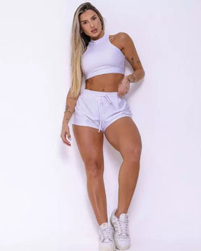 Conjunto Boxer Basic Branco + Top Amanda