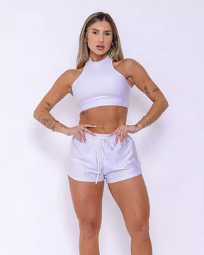 Conjunto Boxer Basic Branco + Top Amanda