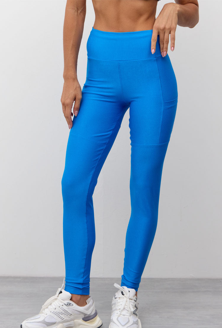 Legging com recorte e bolsos lisa azul santorini Athena